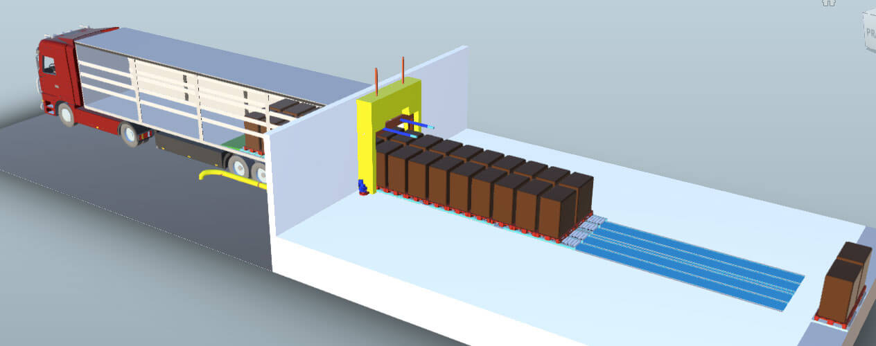 Автоматическая загрузка фото. Полуприцеп автоматическая загрузка паллет. Автоматизированная погрузка паллет. Автоматизация погрузки в фуру. Система загрузки паллет.